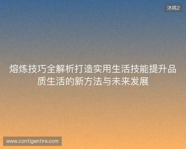 熔炼技巧全解析打造实用生活技能提升品质生活的新方法与未来发展