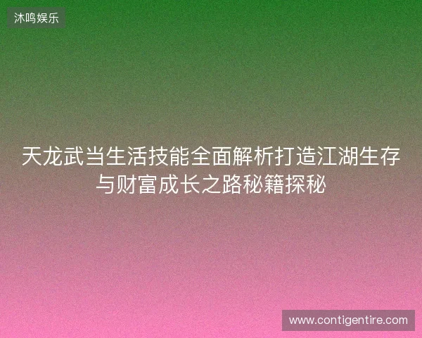 天龙武当生活技能全面解析打造江湖生存与财富成长之路秘籍探秘 天龙武当生活技能全面解析打造江湖生存与财富成长之路秘籍探秘