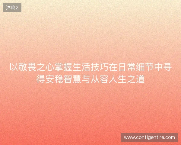 以敬畏之心掌握生活技巧在日常细节中寻得安稳智慧与从容人生之道 以敬畏之心掌握生活技巧在日常细节中寻得安稳智慧与从容人生之道